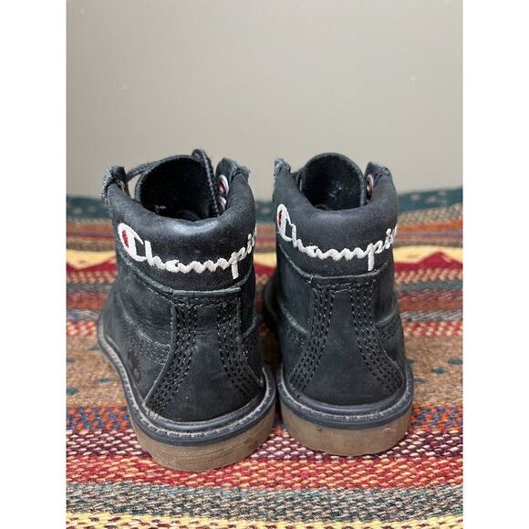 Timberland X Champion Black Suede Lace Up Ankle Boot Kids Size 5 - Picture 3 of 9